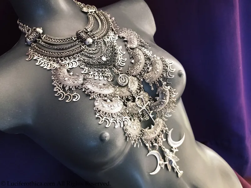 Lilith Double Neckpiece (2 in 1 Limited Edition!) occult lilith gothic occult knowledge necklace crecent moon sigil of lucifer vampire ankh