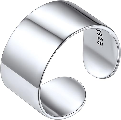 ChicSilver 925 Sterling Silver Toe Ring, Hypoallergenic Adjustable Band Ring - A: 8mm Simple (1 pc)