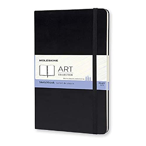 Moleskine Art Sketchbook, Hard Cover, Large (5" x 8.25") Plain/Blank, Black, 104 Pages - Black - Large