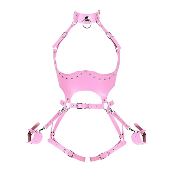 Waist Garter belt Punk Full body harness for women Photography Dance Rock Halloween Leather cage Chest strap set