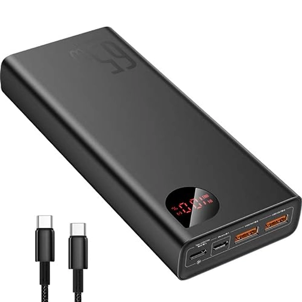Baseus Power Bank, 65W 20000mAh Laptop Portable Charger, Fast Charging USB C 4-Port PD3.0 Battery Pack for MacBook Dell XPS IPad iPhone 14/13/12 Pro Mini Samsung Switch