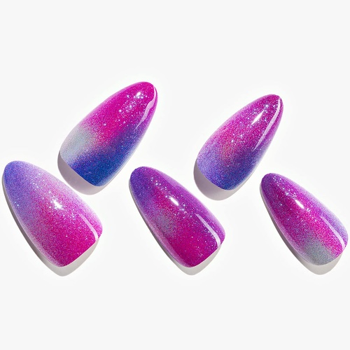 Glitter Purple Tie Dye Press on Nails - Glitter Purple