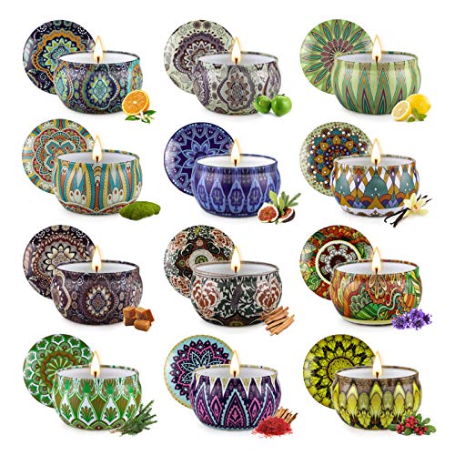 Scented Candles Gift Set,12 Pack Candles for Home Scented, 300 Hour Long Lasting Soy Wax Aromatherapy Candle Set, Birthday Gifts for Women with Gift Box - 12 Pack Candles