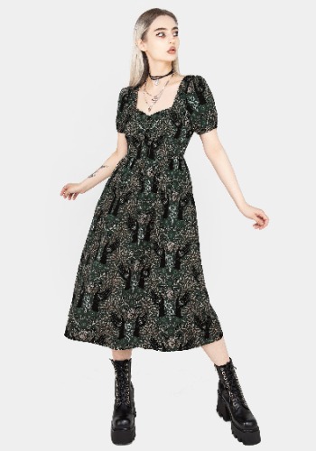 Hemlock Button Front Midi Dress - Green | UK 8