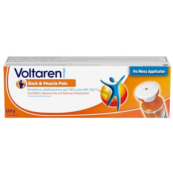 Voltaren Pain Relief Gel for Back, Joint & Muscle Pain, No Mess Cooling Applicator, Inflammation Relief, 120g 1.16% Diclofenac