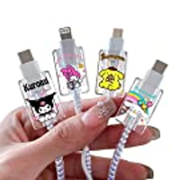 Cute Cartoon Cable Protector for iPhone Charger, Kawaii Rabbit Dog Pattern 4 pcs Set Phone Cable Protector,Charging Cord Protector,Cable Chomper,Phone Charger Saver (Lightning Cable)