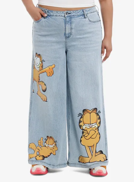 Garfield Poses Wide Leg Denim Pants Plus Size