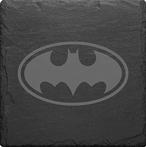 Super Heros Batman Superman Flash Wonder Slate Mat Engraved Set Of 4 Coasters (Batman) - Batman