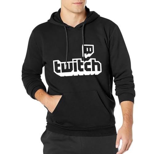 Twitch Tv Men Hoody - Purple Gaming Top Gamer Hoodie Fathers Day Sports Fan Gifts - XL - Black