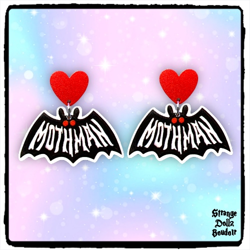 Cute moth anime earrings, 925 sterling silver, Japan Anime, Strange Dollz Boudoir