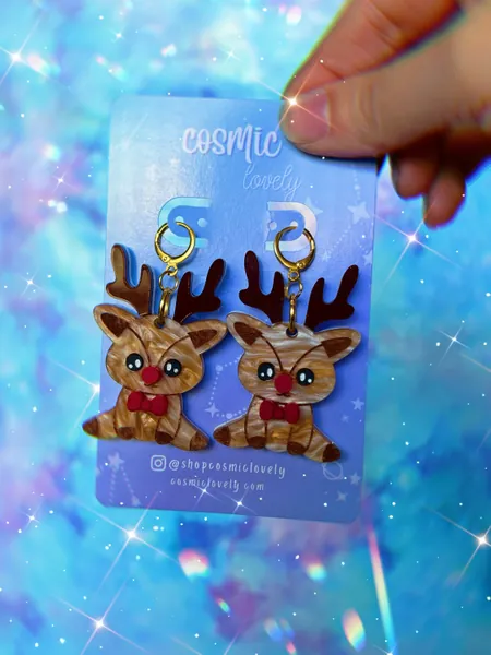 Reindeer Plushie Earrings  | Winter Earrings | Christmas Earrings | Holiday Earrings