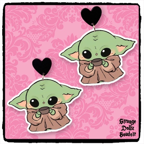 Cute baby star child earrings, 925 sterling silver, Strange Dollz Boudoir