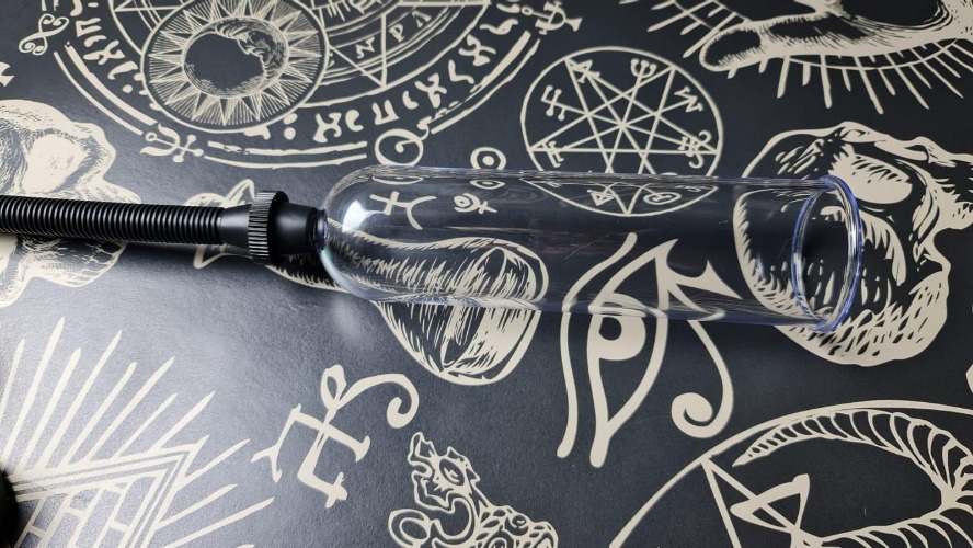 BDSM penis pump, adjustable opening, manual lever trigger