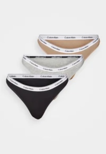 Calvin Klein Underwear MODERN LOGO 3 PACK  - G-strenge - black/grey heather/café fun/sort - Zalando.dk