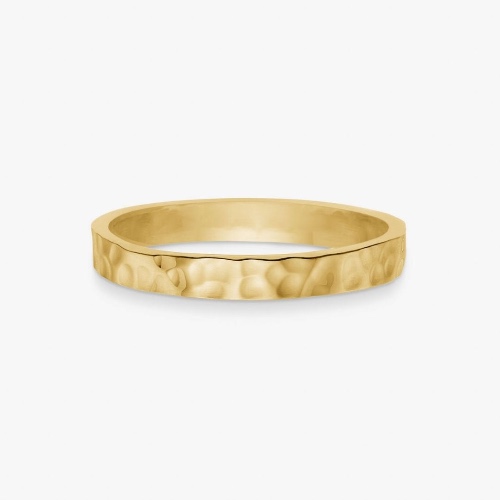 Hamret Band Ring 18K Guldbelagt 2mm | US 4 / EU 47 (XXS)