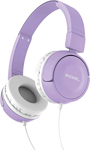 Roxel RX110 Lightweight Wired Foldable Headphones with Mic & Volume Control, On-Ear Headphones, Ergonomic Design, Answer Incoming Calls, Compatible with Android and IOS Devices (Purple) - Purple