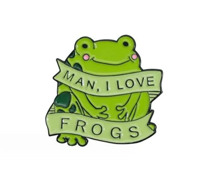 Man I love frogs Cute Frog Enamel Pin Cartoon Green Animal Brooches for Women Backpacks Clothes Lapel Pin Badge Jewelry Gift for Friends