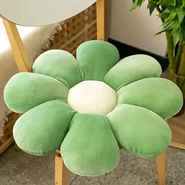 AIBOTY Flower Pillow Daisy Flower Throw Pillow Sunflower Pillow Floor Pillow Fun Pillow Flower Shaped Seating Cushion Back Sleeper Pillow Car Butt Cushion Decorative Pillows On Bed,Green,55cm
