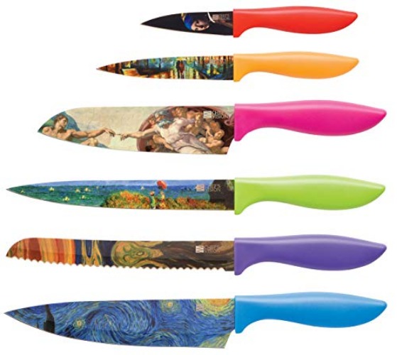 Chef's Vision Masterpiece Knife Set in Gift Box - Cool gifts for Art Lovers - 6 Piece Color Chef's Knives Set - Gifts for Family, Kitchen Gifts for Chefs, Unique Wedding Presents for Him and Her - Masterpiece