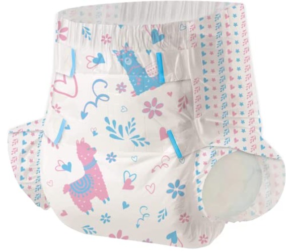 Aimisin Adult Printed Diapers,Medium-The Alpaca Couple, 7 Pieces for Men and Women - Leak Protection Heavy Absorbency Protection Diapers - Medium-the alpaca couple