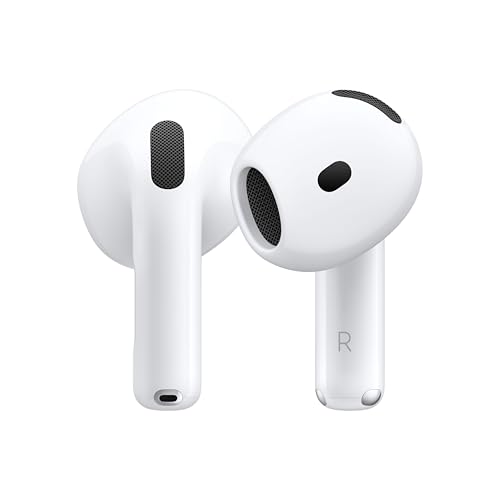 Apple AirPods 4 Auricolari wireless, Auricolari Bluetooth, Cancellazione attiva del rumore, Audio adattivo, Trasparenza, Audio spaziale personalizzato, Custodia di ricarica USB-C, Ricarica wireless - Con cancellazione attiva del rumore