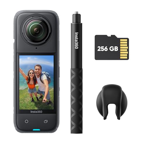 Insta360 X4 Starter Pack - Action Cam 360° 8K Impermeabile, Video Grandangolari in 4K, Selfie Stick Invisibile. Protezioni Lenti Rimovibili, Autonomia Batteria 135 min, Editing IA, Stabilizzazione - Starter Pack - Scheda microSD da 256GB