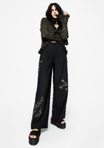 Herald Embroidered Wide Leg Trousers | US 4