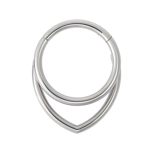 SAWOWGER 16G Titanium Septum Rings Double Septum Jewelry Daith Piercing Jewelry Silver Gold Hinged Segment Helix Clicker Piercing Jewelry 8 mm 10 mm Seamless Ring Hypoallergenic Jewellery for Her - 8mm - Silver