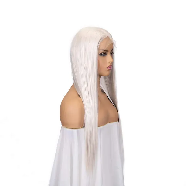 Hand Made Front Lace Women Wig,13-3 Inch Transparent Lace, Synthetic Heat Resistant Hair,26 Inch Long Silky Straight,150% Hair Density