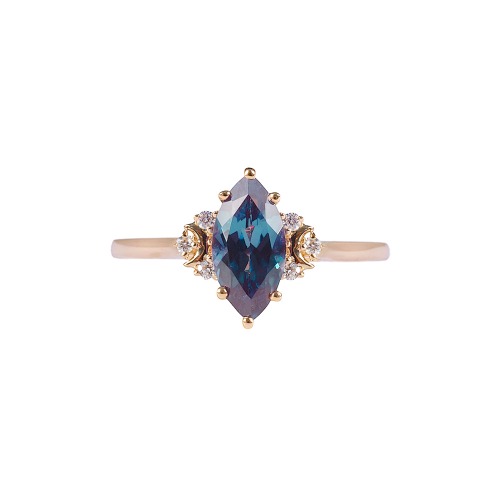 Crescent Moon Marquise Cut Alexandrite Ring - Faye – Sunday Island Jewelry