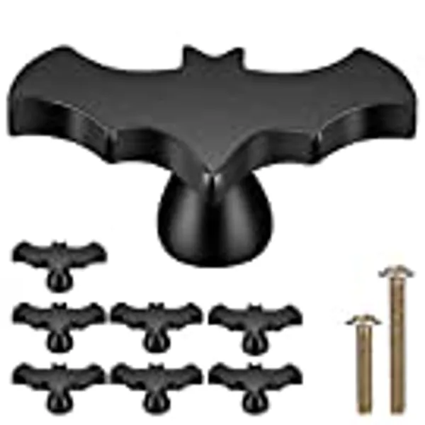 Gothvanity Schrankknöpfe im Fledermaus-Design, Gothic-Stil, für Küchenschrank, Schublade, Kommodengriff und Schrank, Holz, 6,6 x 3,3 cm, Schwarz