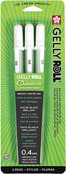 SAKURA - 37488 Gelly Roll Classic 08 (Medium Pt.) 3 Pack Pen, White