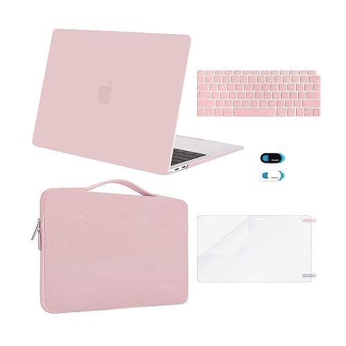 MOSISO Compatible with MacBook Air 13 inch Case M1 Chip 2021 2020 2019 2018 Release A2337 A2179 A1932 Retina Display, Plastic Hard Shell&Bag&Keyboard Skin&Webcam Cover&Screen Film, Rose Quartz - Rose Quartz
