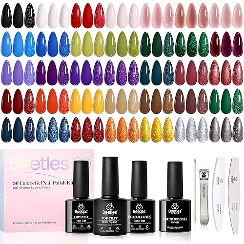 Beetles Gel Nail Polish Set, 36 Colors Gel Polish with Base Coat Glossy Matte & Glitter Gel Top Coat White Jelly Blue Mystic Wonderland Collection Pink Gifts for Women - 0-36 Brown Mystic Wonderland