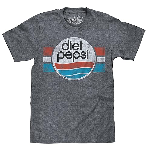 Tee Luv Men's Diet Pepsi Shirt - Retro Pepsi Logo Graphic Tee Shirt - XX-Large - Graphite Heather