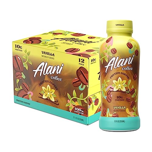 Alani Nu Protein Coffee VANILLA | Ready To Drink Cold Brew with 10g of Protein | 100mg Caffeine | 90 Calories, Naturally Flavored | 12 Fl Oz Bottles | 12 Pack - Vanilla