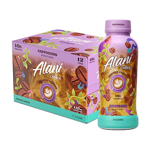 Alani Nu Protein Coffee CAPPUCCINO | Ready To Drink Cold Brew with 10g of Protein | 100mg Caffeine | 90 Calories, Naturally Flavored | 12 Fl Oz Bottles | 12 Pack - Cappuccino