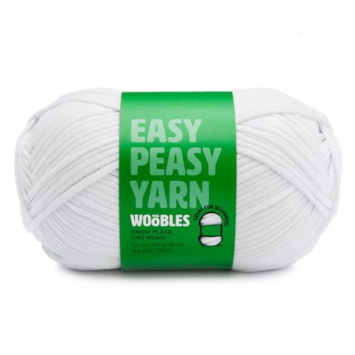 The Woobles Easy Peasy Yarn, Crochet & Knitting Yarn for Beginners with Easy-to-See Stitches - Yarn for Crocheting - Worsted Medium #4 Yarn - Cotton-Nylon Blend - Snow Place Like Home