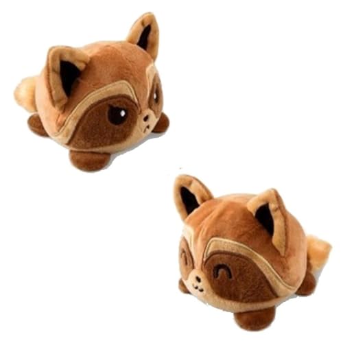 TeeTurtle - The Original Reversible Raccoon Plushie - Brown - Cute Sensory Fidget Stuffed Animals That Show Your Mood