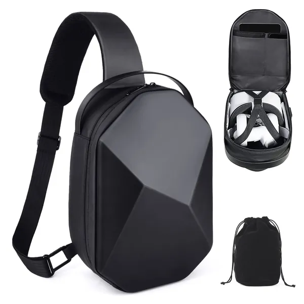 Ainiv Oculus Quest 2 Case, Hard Carrying Case for Oculus Quest 2 VR Headset and Controllers Acessories Protective Waterproof Crossbody Shoulder Chest Backpack Fit for Elite Strap with Storage Bag -