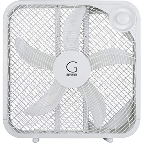 Genesis 20" Box Fan, 3 Settings, Max Cooling Technology, Carry Handle, White (G20BOX-WHT)