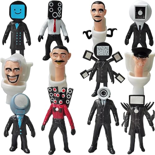BAMMY 12 Pack Action Figures Toys,The Spekerman,Sound-Man, Camera-Man, TV-Man, Secret Agent,Set for Party Decoration, Halloween, Christmas Party. (12 Pack-B) - 12 Pack-b