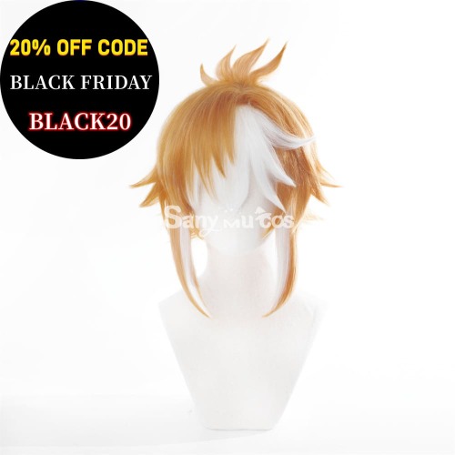 【In Stock】Game Genshin Impact Gorou Brown and White Medium Cosplay Wig