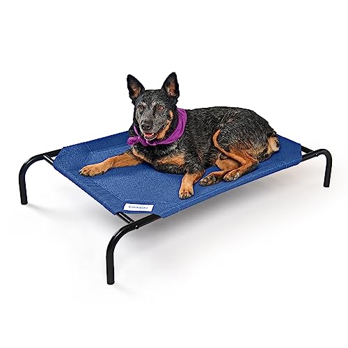 COOLAROO The Original Cooling Elevated Dog Bed, Indoor and Outdoor, Medium, 42"L x 25.5"W x 8"Th, Aquatic Blue - 42.0"L x 25.5"W x 8.0"Th - Aquatic Blue