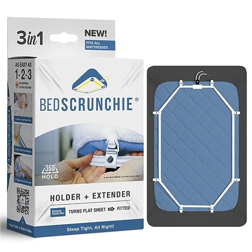 BED SCRUNCHIE Sheet Holder Straps - Heavy Duty Gripper Clips - Strengthened Parachute Cord - 360 Degree Bed Sheet Tightener - Strongest and Effective Extender - Fits All Mattress Sizes - 1 Pack