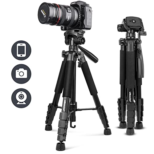 UBeesize 67” Camera Tripod with Travel Bag, Cell Phone Tripod with Bluetooth Remote and Phone Holder, Compatible with All Cameras, Cell Phones, Projector, Webcam, Spotting Scopes - 67Inches