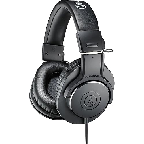 Audio-Technica ATH-M20x Professional Studio Monitor Headphones, Black (AUD ATHM20X) - Headphones - Wired
