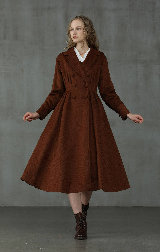 A Romance 31 | Double breasted wool coat | SaddleBrown / S