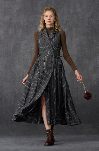 Grace 17 | Double breasted linen dress | Gray / S