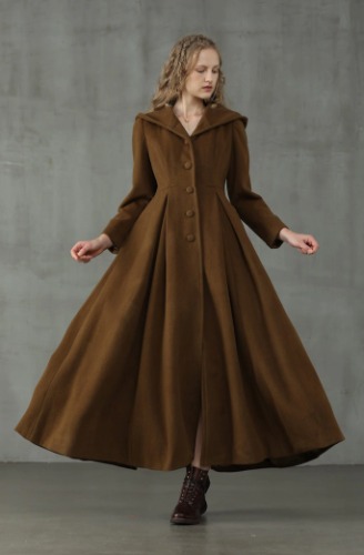 My Fair Lady 26 | Hooded Wool Coat | M / SaddleBrown